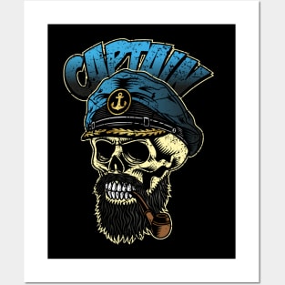 Captain Sailor Man Skull Posters and Art